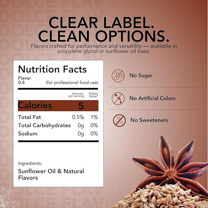 Dolce Flav Natural Anise Extract ??8 Ounce Oil-Soluble Kosher, Sugar-Free, Concentrated Licorice Anise Flavoring for Baking, Cookies & Liqueurs, Includes Measured Dropper