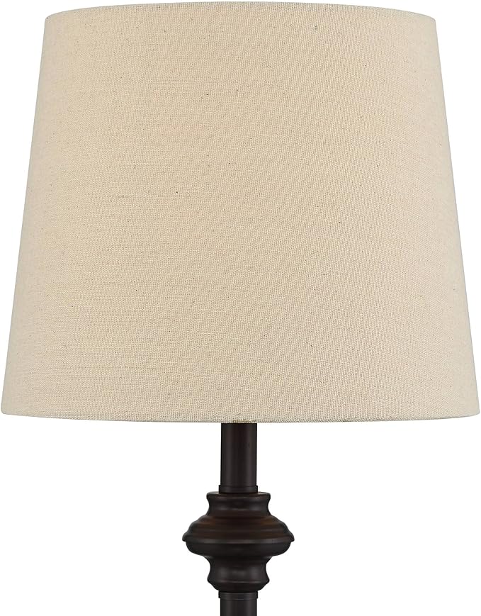 360 Lighting Carter Traditional Table 3 Piece Floor and Table Lamp Set Bronze Metal Oatmeal Drum Shade Decor for Living Room Bedroom House Bedside Nightstand Home Office Reading Family