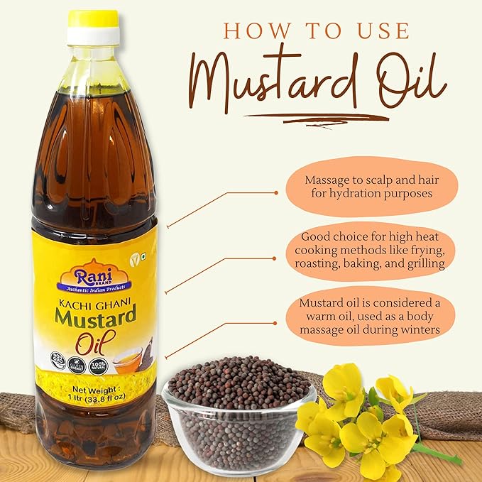 Rani Mustard Oil (Kachi Ghani) 6.76 Ounce (200ml) NON-GMO | Gluten Free | Vegan | 100% Natural | Kosher