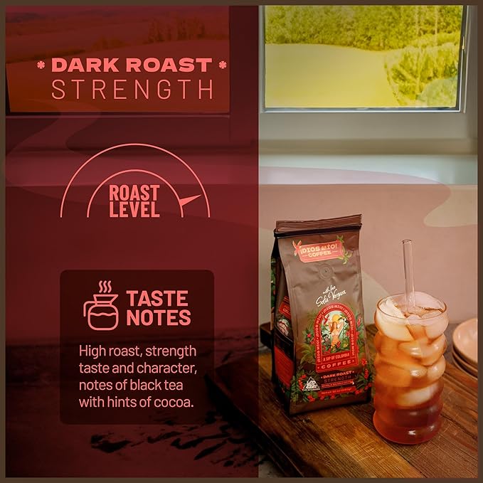 Dios Mio Coffee by Sofia Vergara, Dark Roast, Whole Bean Premium Colombian Coffee, 42 Ounce Bag