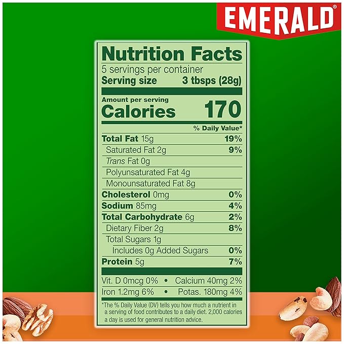 Emerald Nuts Deluxe Mixed Nuts (1-Pack), Features Roasted and Salted Nuts, Including Almonds, Cashews, Walnuts, Brazil Nuts and Pecans, 5oz Resealable Bag