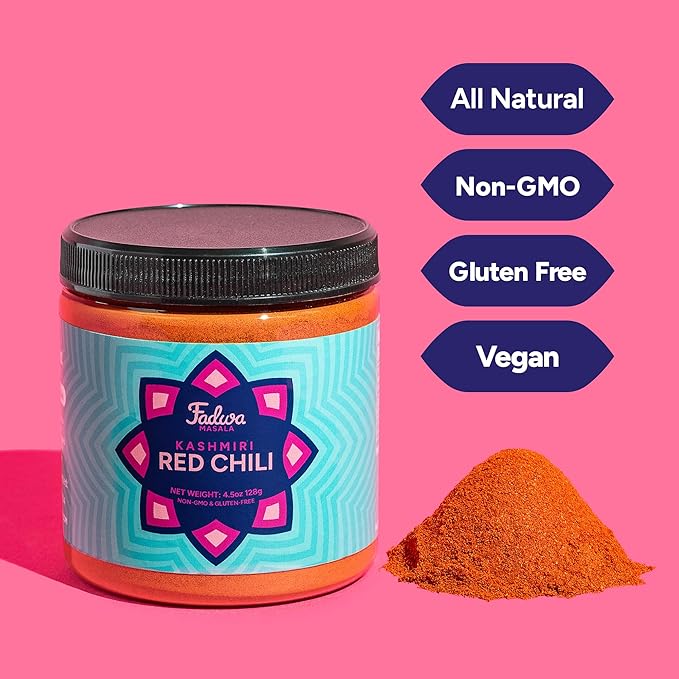 Fadwa Masala Kashmiri Red Chili Powder - 4.5 oz Jar, Authentic Desi Spices for Pakistani & Indian Cooking - No Artificial Ingredients - Gluten Free
