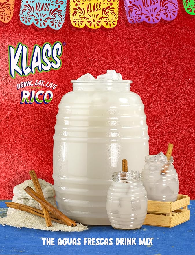 Klass Aguas Frescas | Drink Mix Mexican Variety Pack | Horchata Limeade Hibiscus & Tamarind Drinks | Flavors From Natural Sources, No Artificial Flavors, With Vitamin C (Makes 7 to 9 Quarts) 14.1 Oz Family Pack (4-Pack)