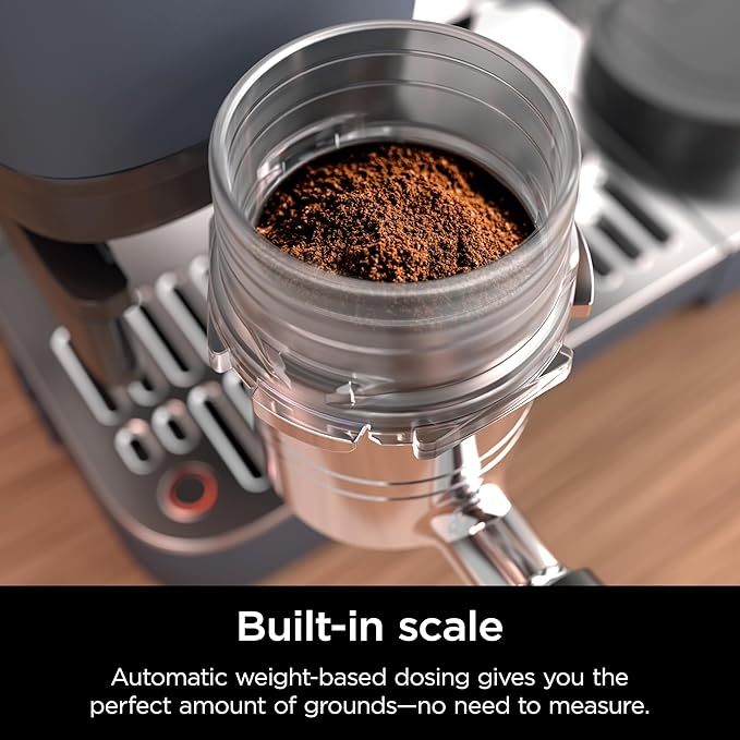 Ninja Luxe Caf챕 Premier Series, Espresso Machine, Drip Coffee Maker & Rapid Cold Brew, Integrated Grinder, Assisted Tamper, Hands-Free Frother, for Cappuccinos & Lattes, Cyberspace, ES601CY