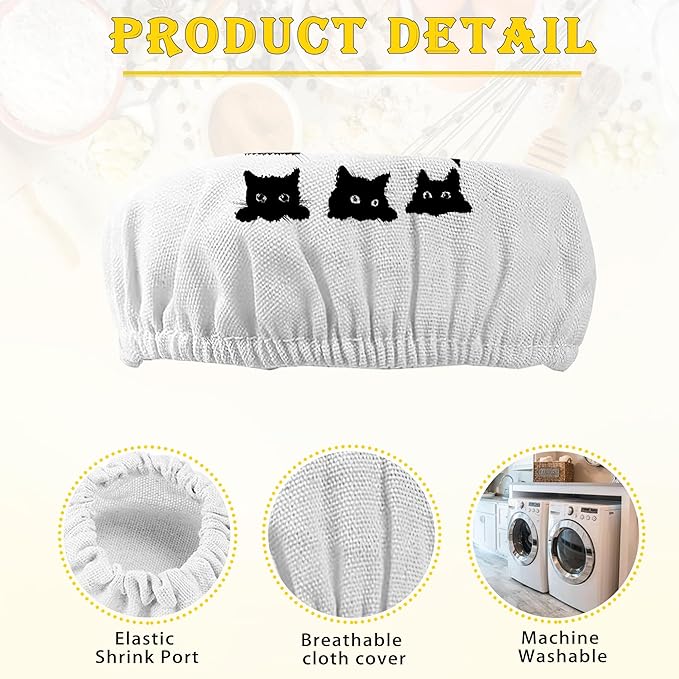 Sourdough Starter Cloth Covers Jars, Cute Black Cats Or Kombucha Kefir Fermentation Cheese Fabric Lids, Fit Jars Mouth from 3-4 inch, 5 Pack