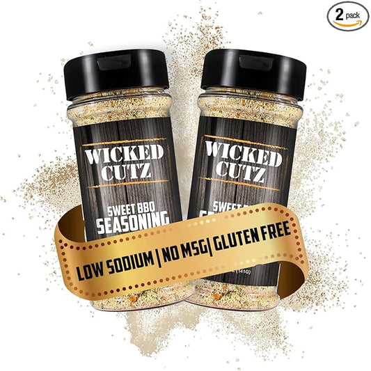 Wicked Cutz Sweet BBQ Grill Seasoning Set, 2 Pack of Grilling Spices, Jerky Seasoning, Low Sodium & Gluten Free Spices & Seasonings