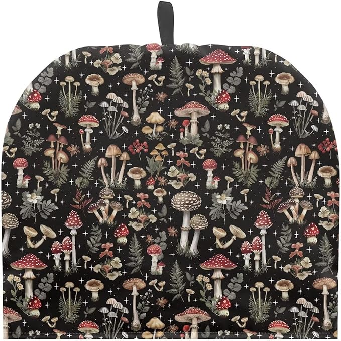Mushroom Forest Tea Cozy Protective Tea Pot Keep Warm Cover Insulated Teapot Cover with Top Handy Loop Domed Tea Cosies