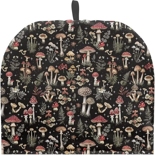 Mushroom Forest Tea Cozy Protective Tea Pot Keep Warm Cover Insulated Teapot Cover with Top Handy Loop Domed Tea Cosies