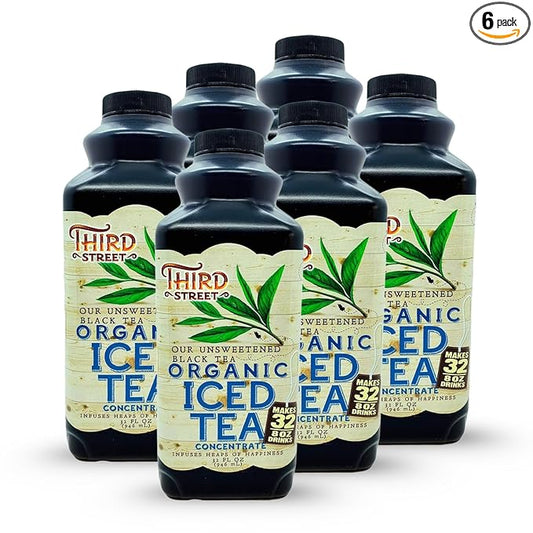 Third Street Inc. Organic Unsweet Black Tea Concentrate, 32 Fl. Oz., Premium Black Tea Concentrate, Rich and Smooth Taste, Beverage Concentrate 7:1, Vegan, Gluten Free, Kosher, Non-GMO