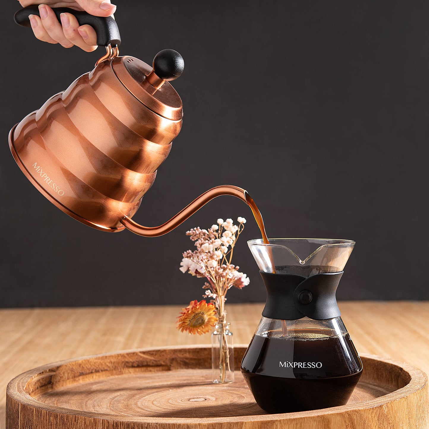 Mixpresso Gooseneck Pour Over Coffee Kettle, Barista Pour Control Design For Coffee & Tea