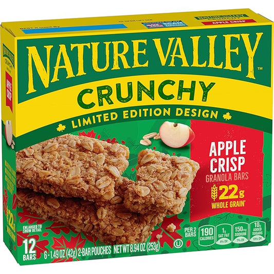 Nature Valley Crunchy Granola Bars, Apple Crisp, Limited Edition Box, 12 Bars, 8.94 oz (6 Pouches)