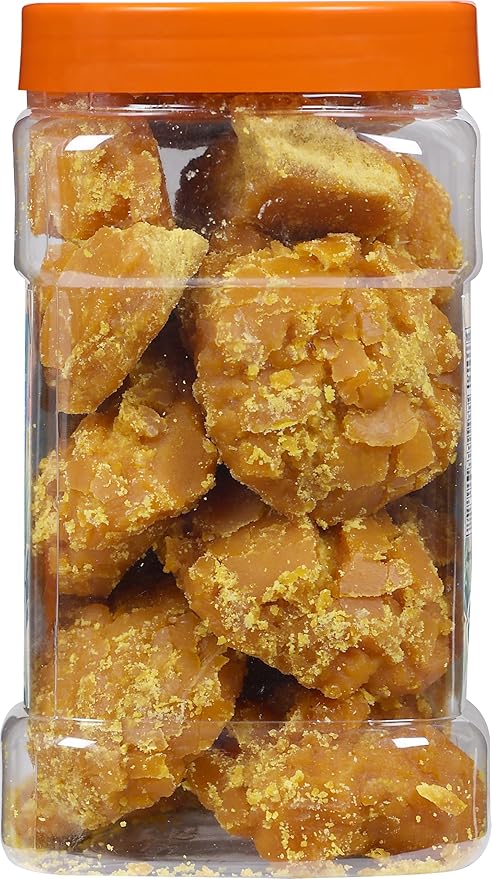 Rani Haldi Gur (Turmeric with Indian Jaggery) Indian Unrefined Raw Cane Sugar 35oz (2.2lbs) 1kg PET Jar ~ Gluten Friendly | Vegan | NON-GMO | Kosher | No Salt or fillers | Indian Product