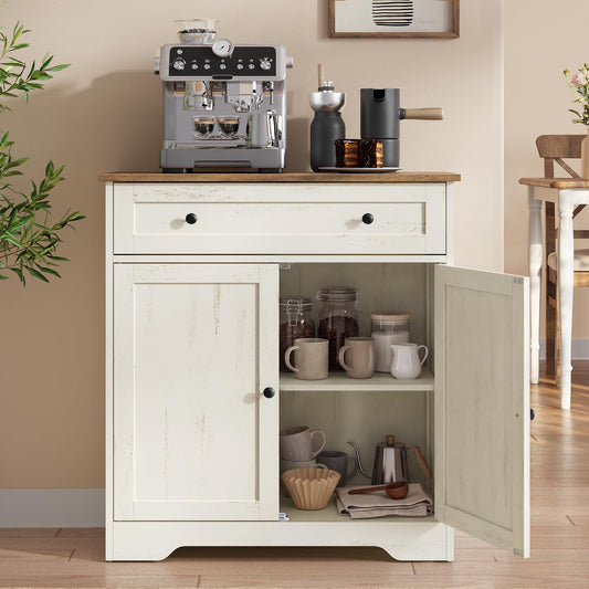 VASAGLE Siren Collection - Buffet Cabinet, Farmhouse Coffee Bar Cabinet with Drawer,Adjustable