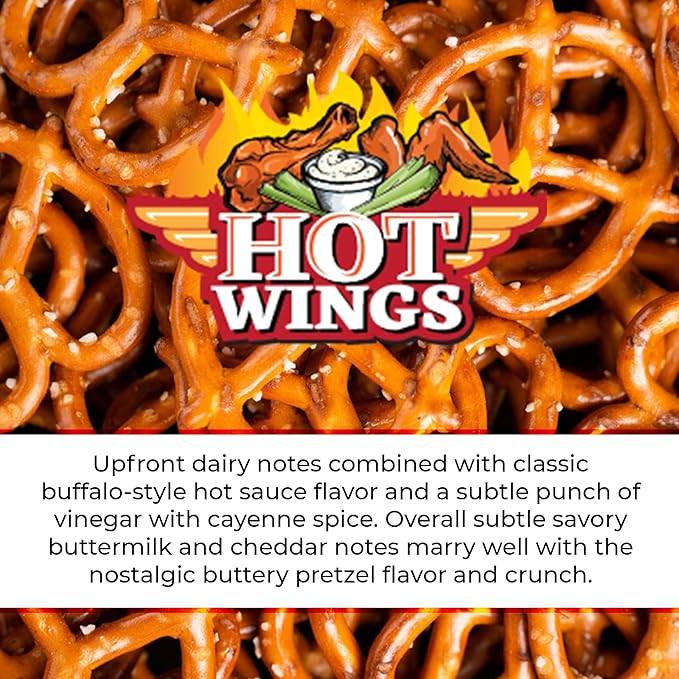 Knotty Pretzels ?쏷he Official Pretzel of Beer??7.5 oz Individual Seasoned Pretzels in Resealable Pretzel Snack Bags, The Perfect Pairing for Beer, Hot Wings Flavor (6-Pack)