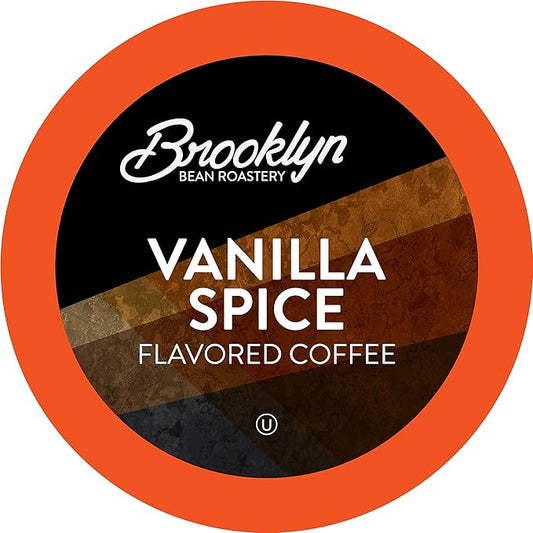Brooklyn Beans Roastery Vanilla Spice Flavored Coffee Pods - Compatible with Keurig K Cup Brewers Including 2.0 Machines, 40 Count