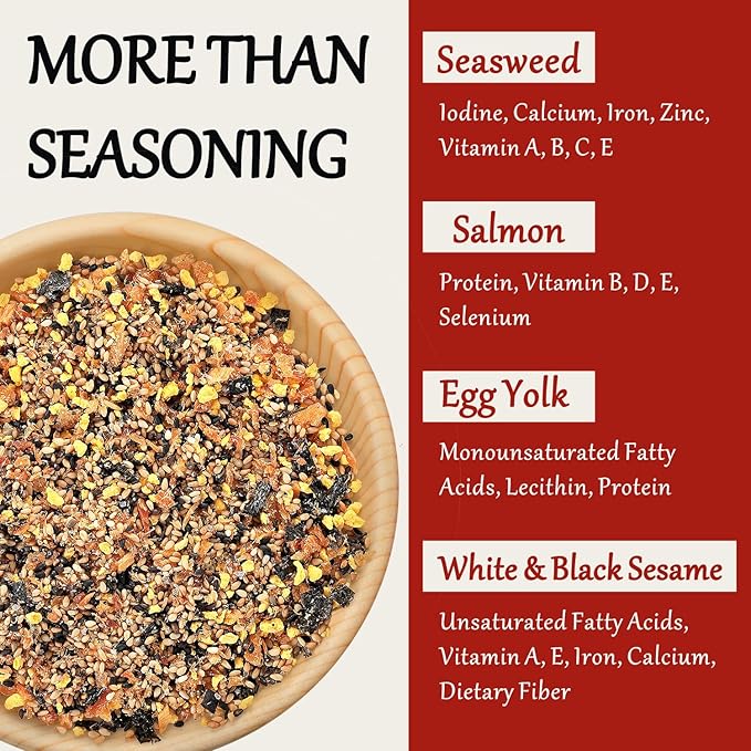 Yimi Salmon Furikake Seasoning, Rice Topping, Multi-Purpose Japanese Seasoning, No Additives or Artificial Colors, Ideal for Rice, Sushi, Salad, 5.5Oz