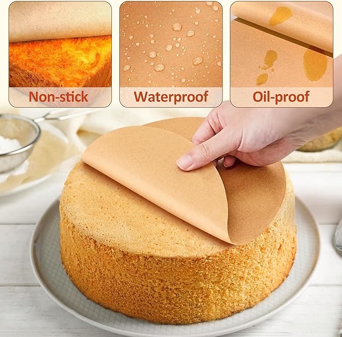 8 Inch Parchment Paper Rounds,200Pcs Non-Stick Unbleached Baking Parchment Rounds for Air Fryer,Round Cake Pan, Springform Pan, Tortilla Press and More