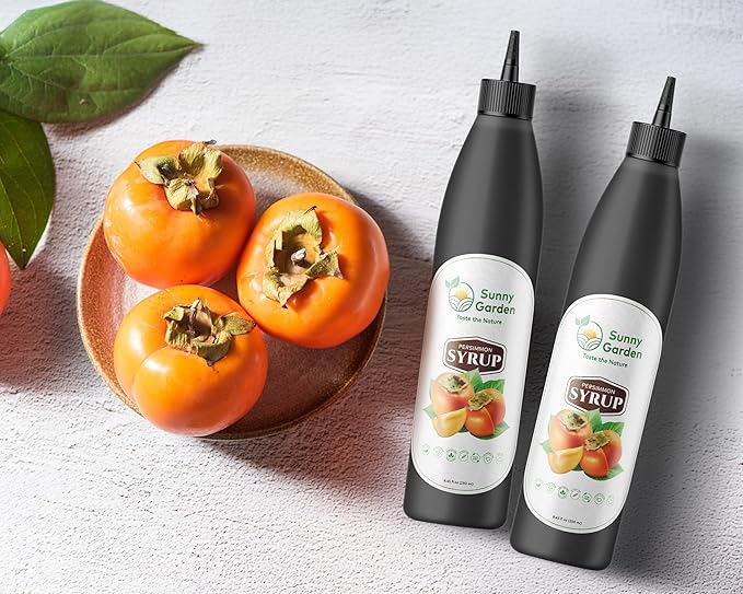 Sunny Garden Persimmon Syrup | 100% Natural | Healthy Sugar Alternative | No Additives | 8.45 oz/250 ml | Persimmon Molasses | No Added Sugar | Natural Healthy Sweetener | Single Ingredient | Non-GMO | No Cholesterol | Vegan