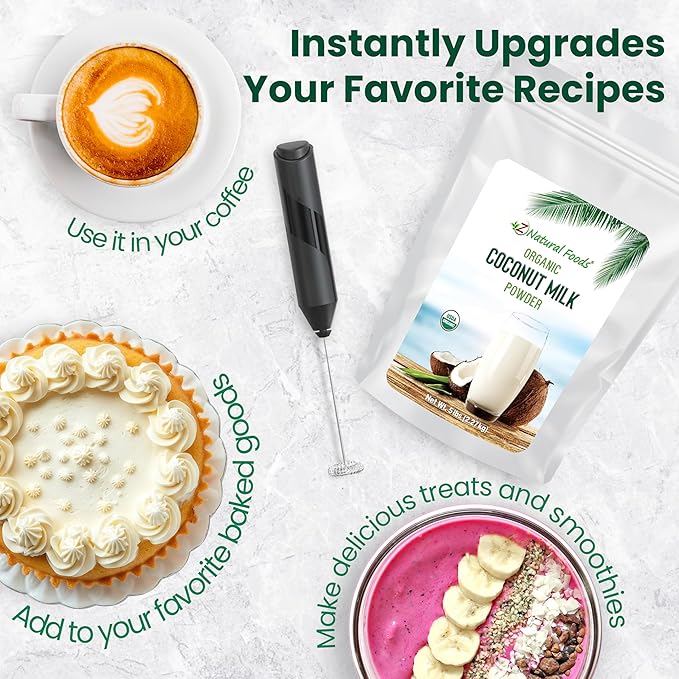 Z Natural Foods Organic Coconut Milk Powder - All-Natural Vegan Dairy-Free Alternative with MCTs - Unsweetened Coconut Creamer for Coffee & Smoothies - Gluten-Free, Non-GMO, 5 lbs