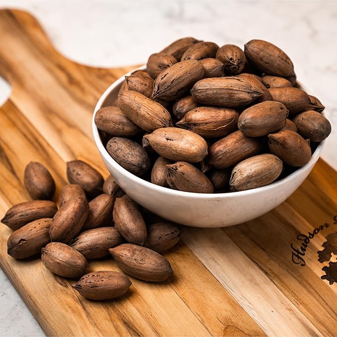 HUDSON PECAN: Georgia Grown Pecans, Classic In-Shell. Family-Owned, Premium Southern Unshelled Nuts. Slightly Sweet Flavor (Gluten-Free, Kosher, Keto Snack, Salad Topping or Baking Ingredient), 5lb Bag