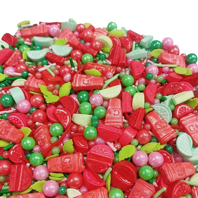 Sentovac Summer Watermelon Sprinkle Edible Cake Decorating Watermelon Peals Mix Sprinkle for Cake Cupcake Topper Cookie Baking Decorations Party Birthday Supplies