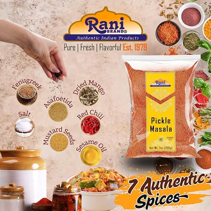 Rani Pickle (Achar) Masala Indian Spice Blend 7oz (200g) ~ All Natural | Vegan | Gluten Friendly | NON-GMO | Kosher | No colors | Indian Origin