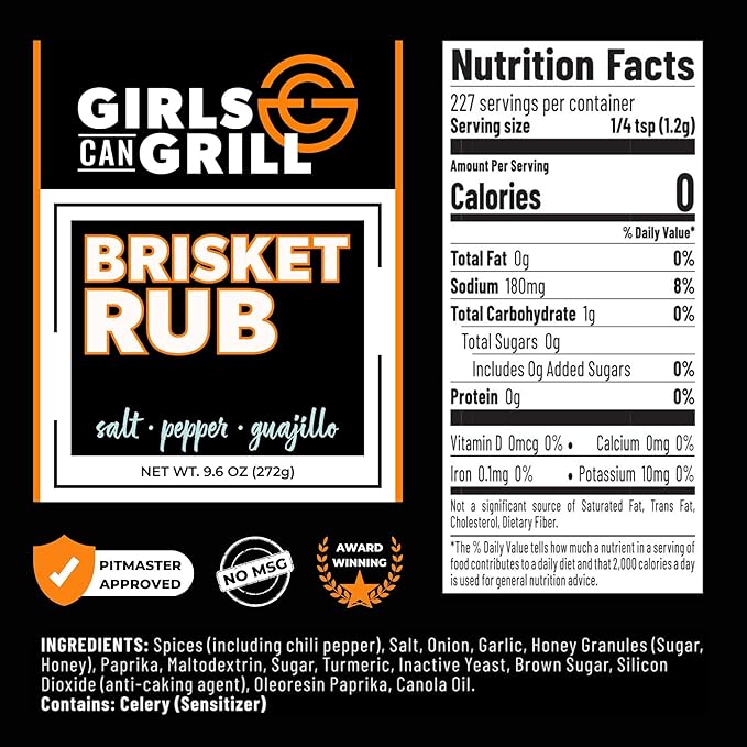 Girls Can Grill Brisket Rub | Award Winning Barbecue Seasoning for Brisket, Steak, Burgers, Beef | 9.6 oz
