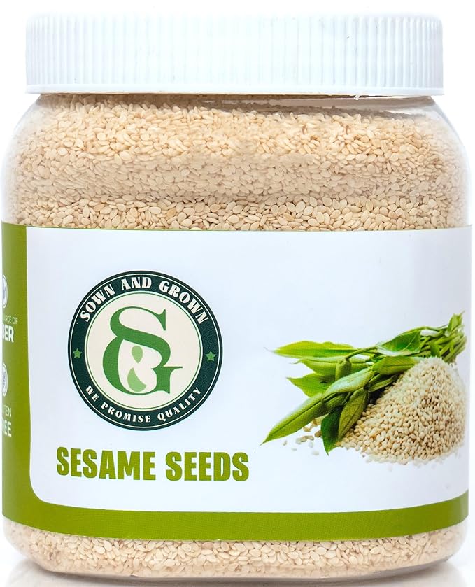 Sown-and-Grown White Sesame seeds- 10oz | Whole White Sesame Seeds Perfect for Noodle Dishes, Sushi and Stir-Fries