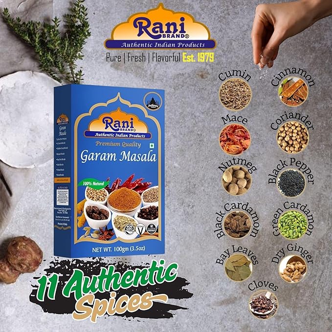 Rani Garam Masala Indian 11-Spice Blend 3.5oz (100g) Box Spice ~ All Natural, Salt-Free | Vegan | No Colors | Gluten Friendly | NON-GMO | Indian Origin