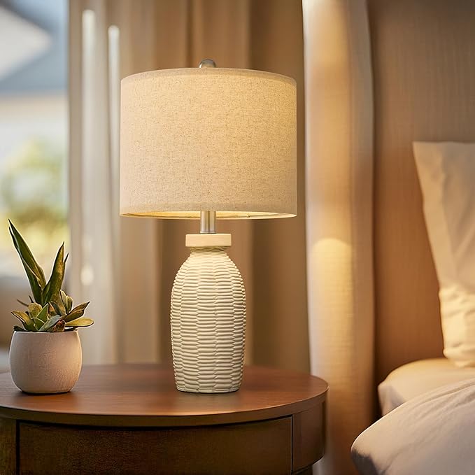 22.75" Table Lamps for Bedroom Living Room Boho Lamp Set of 2 Farmhouse Lamp Bedside Nightstand Small Rustic Vintage Retro Modern Table Lamp Light Home Office Desk Deco Gifts, Beige