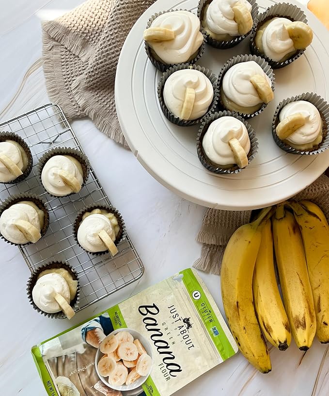USDA Organic Banana Flour 1lb, Vegan, Paleo, Grain & Gluten Free, All-Purpose Wheat Flour Alternative, Great For Baking and Cooking, Just About Foods