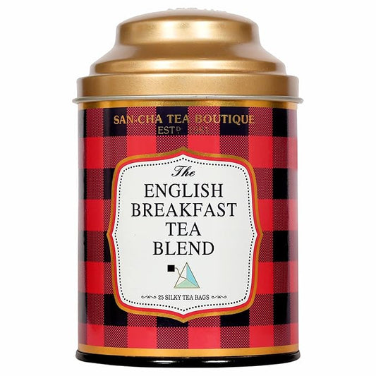 Sancha Tea Boutique English Breakfast Tea Bags | 25 Pyramid Bags | Rich Assam Black Tea Blend | Malty & Full Bodied Morning Brew