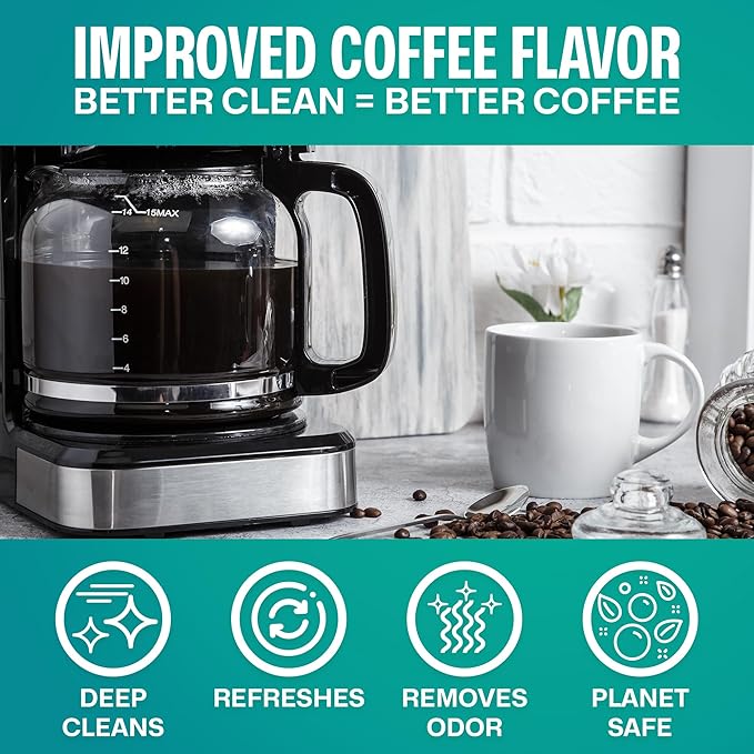 Coffee Maker Cleaner Tablets ??Descaling & Cleaning Solution for Coffee Makers, Pot, Espresso Machines ??Compatible with Breville, Miele, Keurig, DeLonghi, Nespresso & More ??Removes Stains & Oils