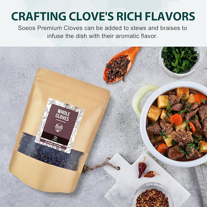 Soeos Whole Cloves 4 oz, Gluten Free, Non GMO, Kosher, Fresh Hand Picked Cloves, Great for Food and Tea