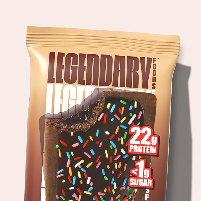 Legendary Foods 22g Protein Pastry+ Double Chocolate, Low Carb Meal Replacement Bar, Low Glycemic, Gluten Free Protien Snacks, Healthy Keto Snack, 8 Zero Sugar Energy Bars, Bariatric Diabetic Friendly
