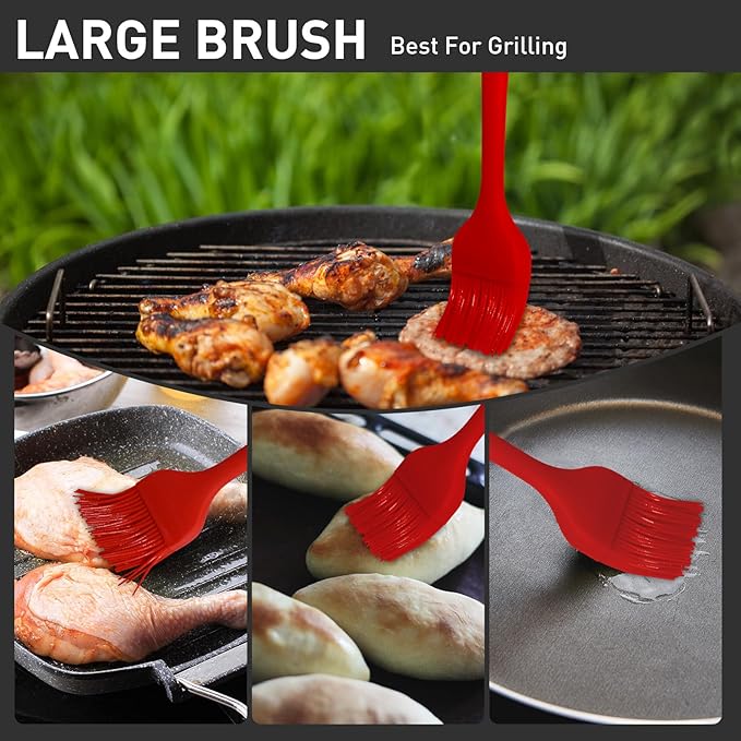 Begonia Silicone Basting Pastry Brush-2pcs Heat Resistant Cooking Brush for Oil, Sauce, Butter, BBQ, Grill and Marinade, BPA Free, Dishwasher Safe 竊늃edç«?,<div>