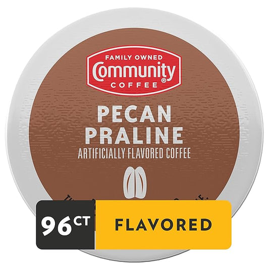 Community Coffee Pecan Praline Flavored 96 Count Coffee Pods, Medium Roast, Compatible with Keurig 2.0 K-Cup Brewers, 24 Count (Pack of 4)