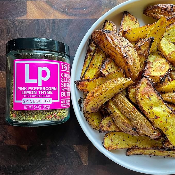 Spiceology - Pink Peppercorn Lemon Thyme - Use On: Chicken, Salmon, Shrimp, Potatoes, Butter, Vegetables, Salad Dressing - Lemon Pepper Seasoning - Vegetable Seasoning - Spices and Seasonings - 5.4 oz