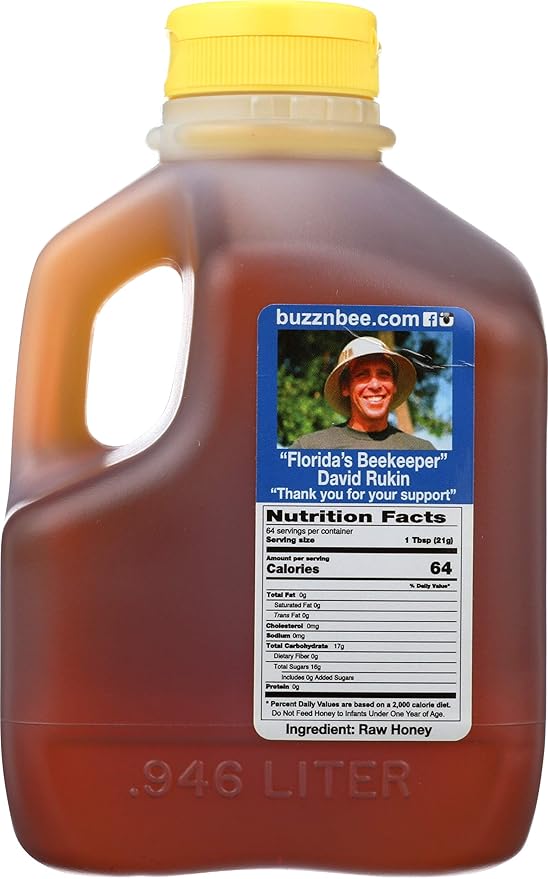 Buzzn Bee Raw Wildflower Honey - Unfiltered and Unpasteurized - 3 Pound