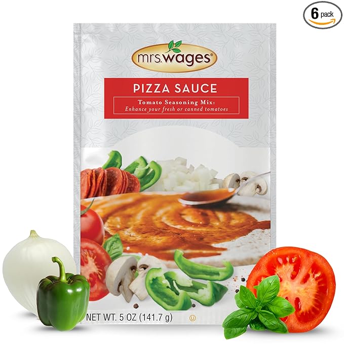 Mrs. Wages Pizza Sauce Canning Mix, Easy-To-Use, Simple Homemade Pizza Sauce, Great Flavor, Easy To Freeze or Serve Fresh, 5 oz packet (Value Pack Of 6)