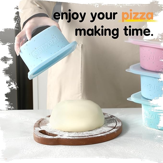 1000ml PLUS Pizza Sourdough Proofing Containers with Air-tight Lids for DIY family Artisan Pizza,Bread,Bagel-Food Grade Silicone -Dishwasher Safe-2 Pack (Aqua-Sprinkles Pattern)