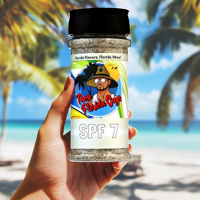 Spf 7 Spice and Rub, 150g - Unique Florida Blend of Salt, Pepper, Garlic & Sweet Vinegar Twist - Perfect Grilling & Food Seasoning for Beef, Pork, Fish, French Fries, Popcorn, Veggies & More