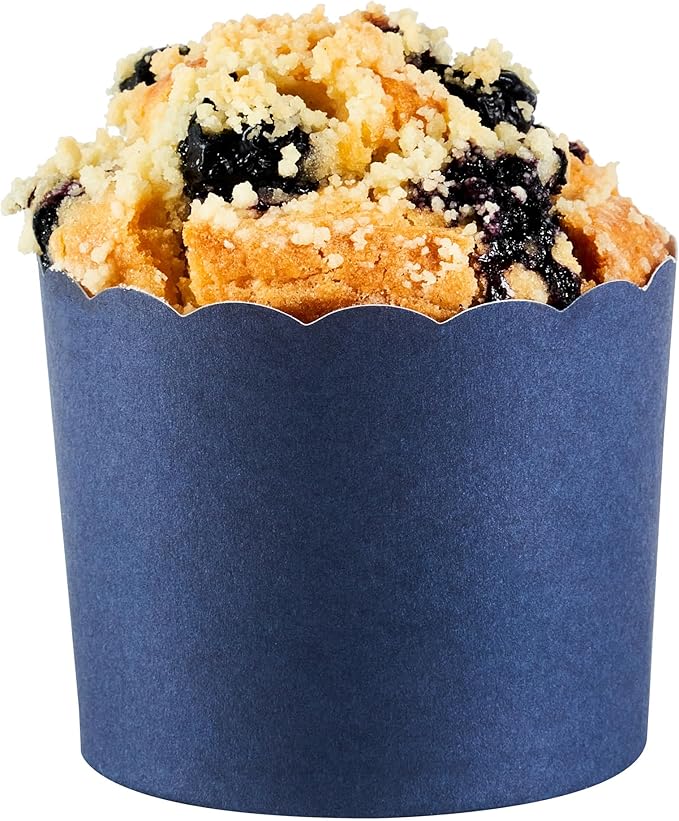 Panificio 6 Ounce Cupcake Wrappers, 200 Scalloped Baking Cups - Oven-Ready, Greaseproof, Midnight Blue Paper Cupcake Liners, Disposable, For Birthdays, Baby Showers, Or Weddings - Restaurantware