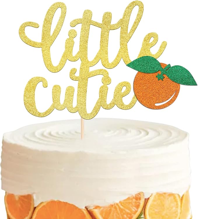 1 Pack Little Cutie Cake Topper Glitter Orange Cake Pick Citrus Theme Baby Shower Kids Birthday Party Tangerine Clementine Fruit Party Cupcake Decorations Supplies