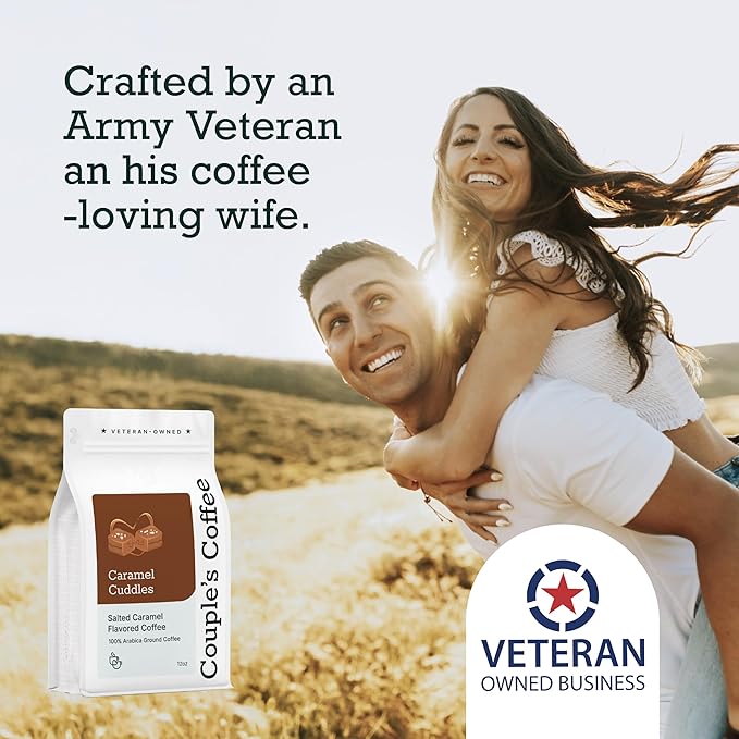 Couple?™s Coffee Ground Coffee | Gives Back to Military Families | Caramel Cuddles | Caramel Flavored Coffee | Made with 100% Arabica Beans | 12oz bag brews about 34 cups