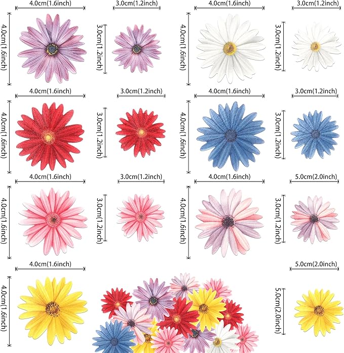 60 Pack Edible Flower Cupcake Toppers Wafer Paper Flower Cake Picks for Bridal Engagement Baby Shower Wedding Birthday Party Cake Decorations Supplies Colorful Style 2
