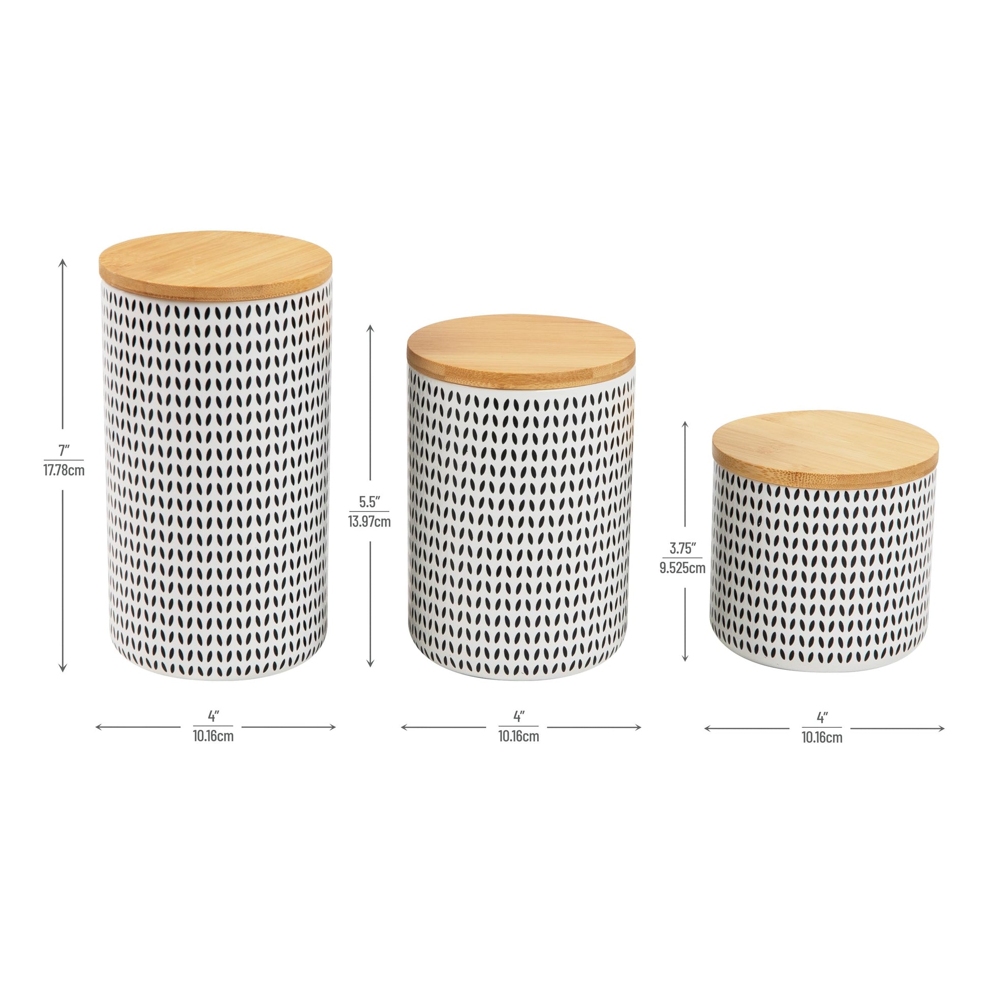 Mind Reader 3-Piece Canister Set, Sugar Container, Coffee Storage, Lids, Kitchen, Ceramic, 4"L x