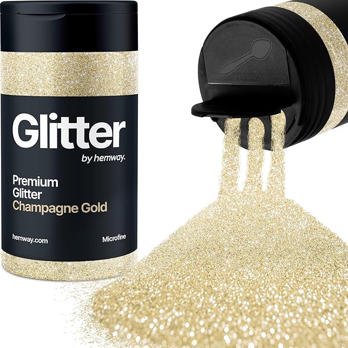 Hemway Premium Glitter Shaker - Champagne Gold | 125g Microfine Metallic Flake Sequins for Resin & Epoxy Crafts | Craft Supplies for Tumblers, Festival, Art