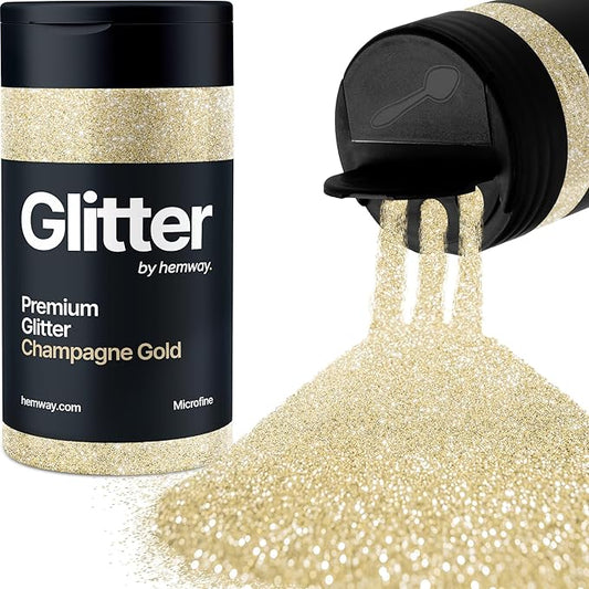 Hemway Premium Glitter Shaker - Champagne Gold | 125g Microfine Metallic Flake Sequins for Resin & Epoxy Crafts | Craft Supplies for Tumblers, Festival, Art