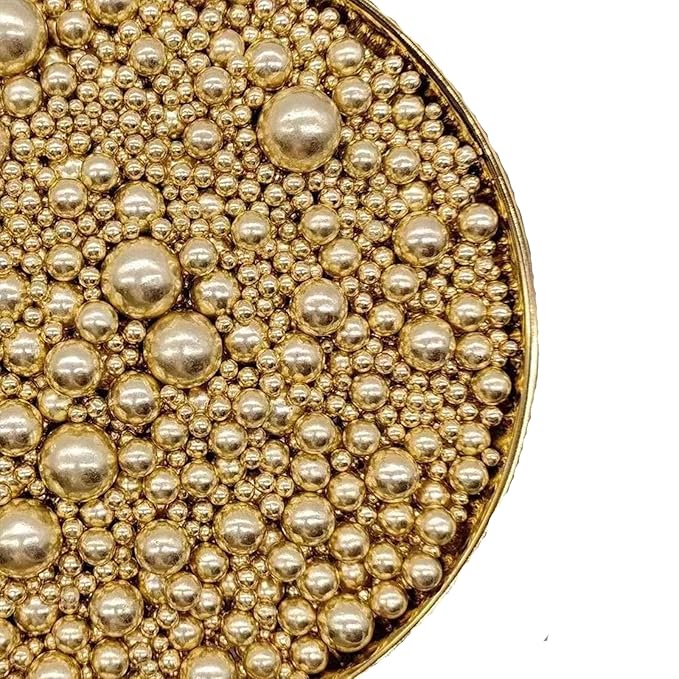 Sprinkles Edible Gold Pearl Sugar Sprinkles Candy 142g/5.01oz Mix Size Gold Pearls Baking Cupcake Toppers Cookie Ice Cream Decorations for Wedding Parties Valentines Day Halloween Christmas